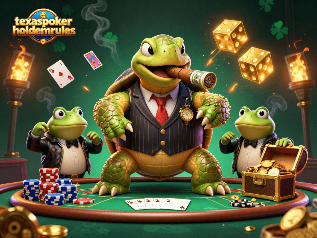 Mastering strategy in texaspokerholdemrules with a dynamic casino scene filled with poker action.