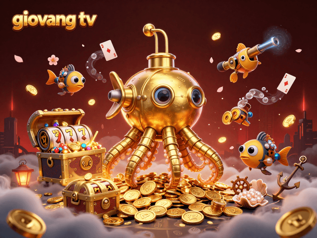 Experience thrilling gameplay on giovang tv with vibrant scenes of a 3D kraken and dynamic gambling elements.