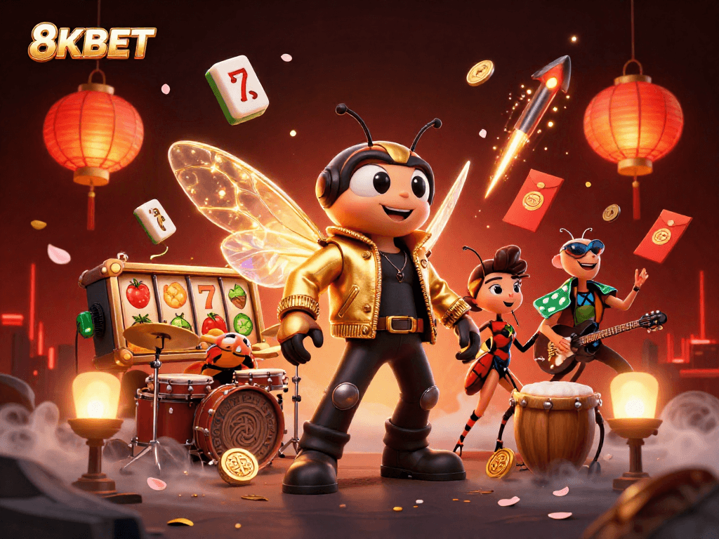 Join the excitement at 8KBET with thrilling casino action and vibrant slot elements.