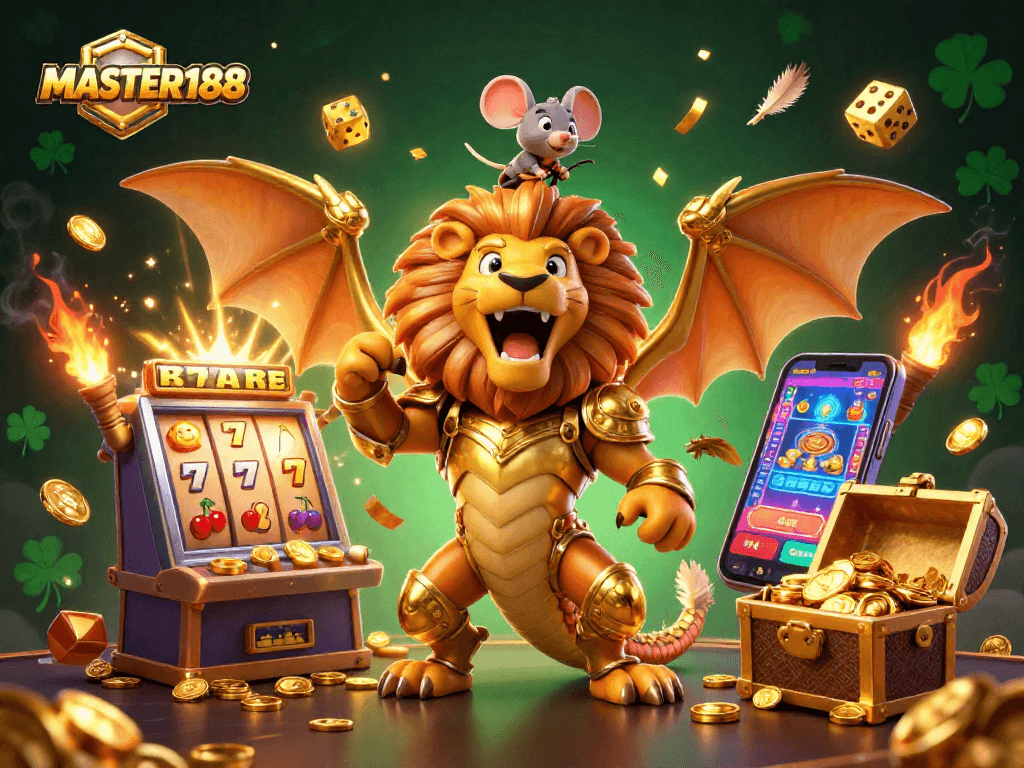 Experience thrilling jackpots with MASTER188 in a vibrant casino dreamscape full of adventure.