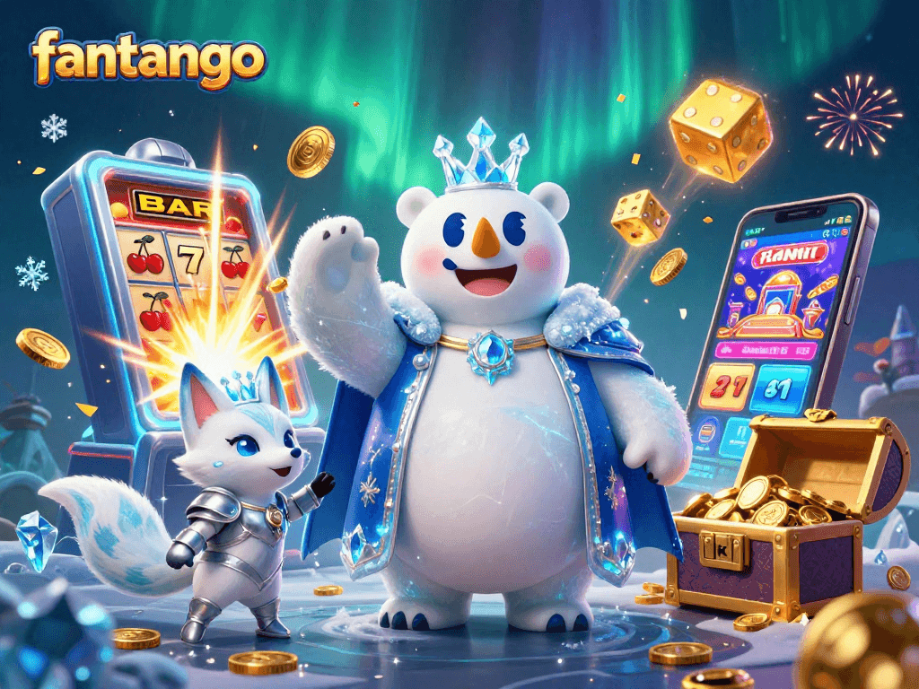Experience the fantastic world of fantango with an ice king and snow fox amid slot machines and treasure!