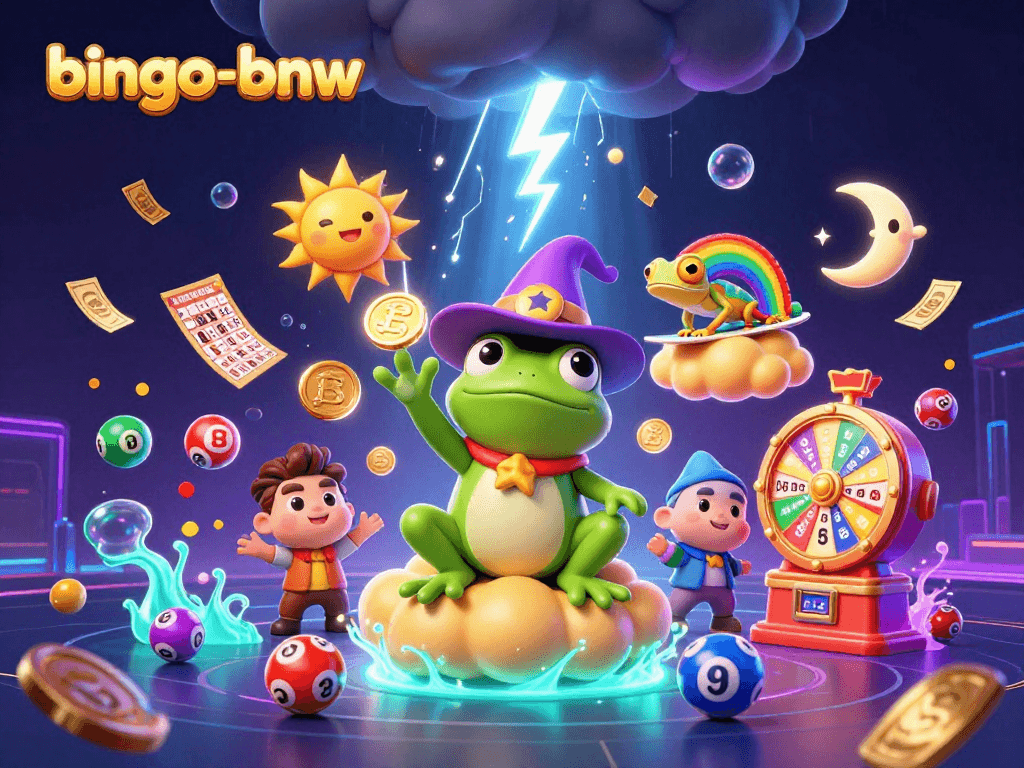 Engage in thrilling bingo-bnw action as bingo balls and golden prizes shower from a dynamic illustration.
