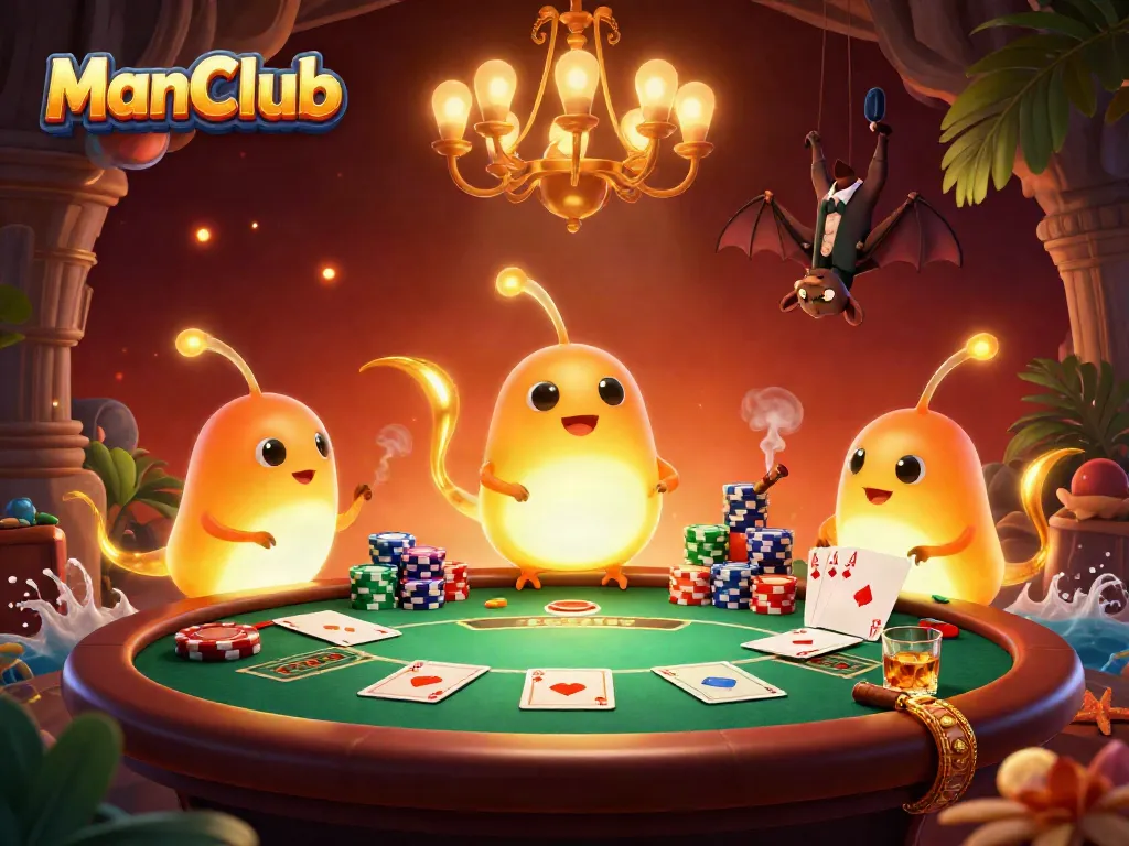 Engaging scene featuring ManClub's glowworm casino with dynamic poker action, vibrant atmosphere.