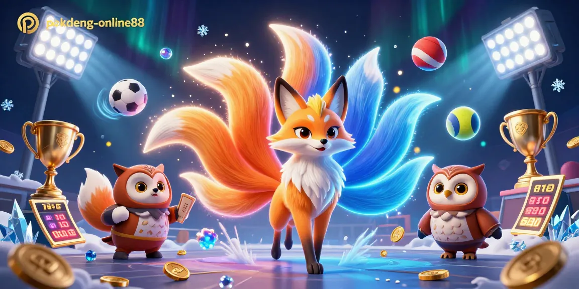 Engage with the interactive world of pokdeng-online88, featuring the mystical fox spirit and owl sage in a vibrant casino atmosphere.