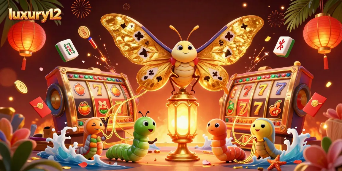 Permainan kasino mewah luxury12 dengan kupu-kupu 3D dan elemen slot yang memukau.