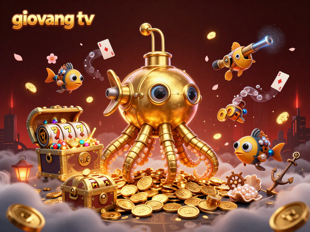 Experience thrilling gameplay on giovang tv with vibrant scenes of a 3D kraken and dynamic gambling elements.