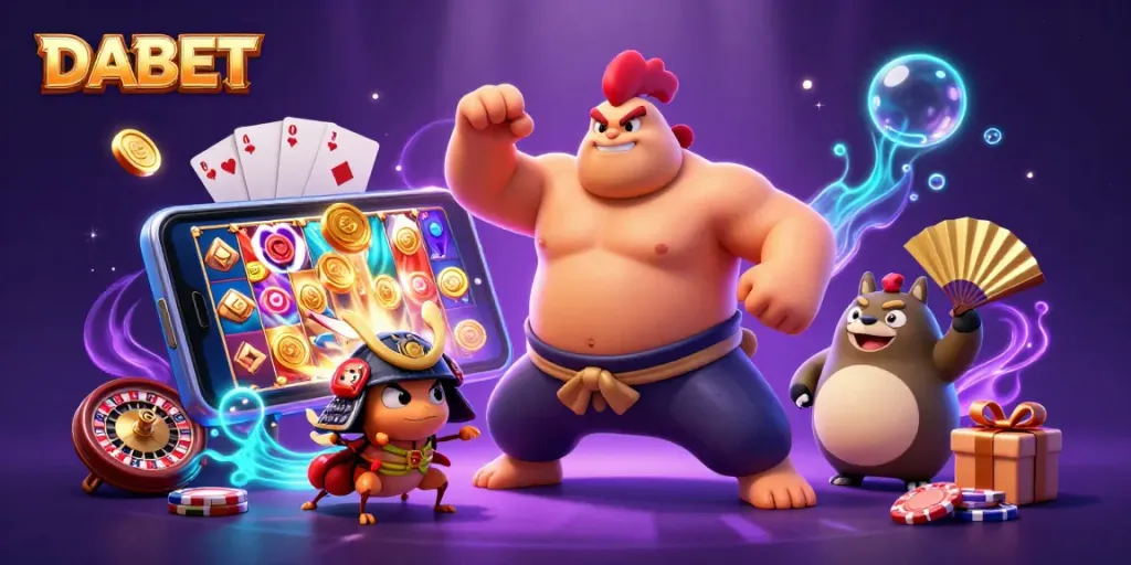 DABET ignites excitement with powerful roosters, samurai crickets, and vibrant casino elements.