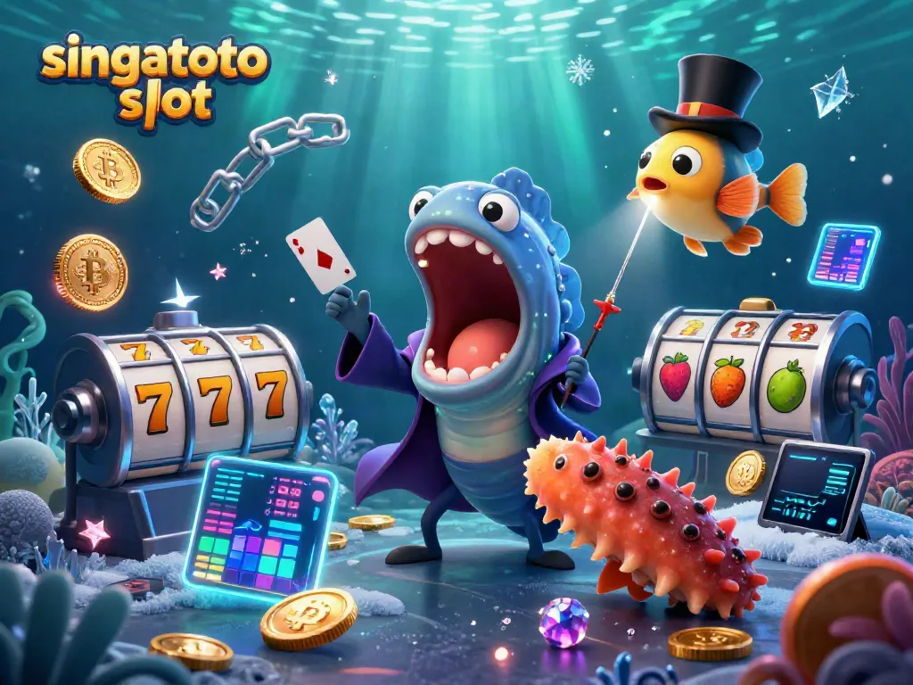 Experience the excitement of singatoto slot in a colorful underwater magic scene with unique characters and dynamic game elements.