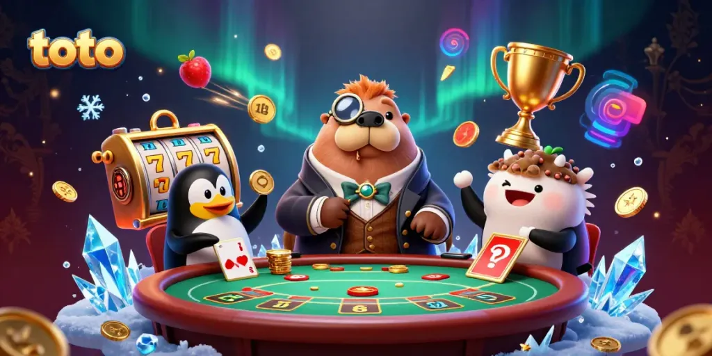Engage with toto casino themes through an underwater poker scene showcasing a walrus, penguin dealer, and a bluffing pufferfish.