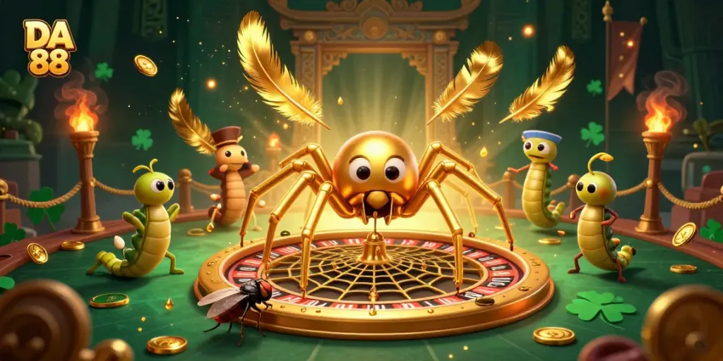 Experience the excitement of DA 88 casino with cartoon characters and vibrant gaming elements.