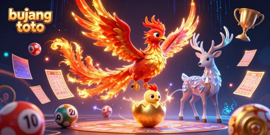 Experience thrilling lottery excitement with bujang toto featuring vibrant phoenix and winning elements.