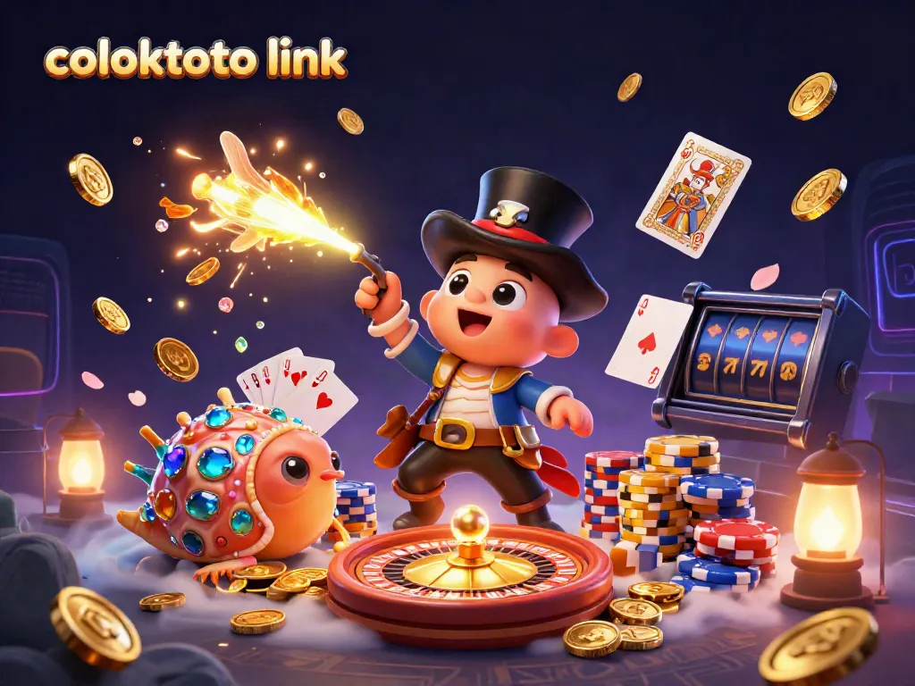 Experience the excitement of coloktoto link with this vibrant 3D illustration showcasing an anglerfish, shrimp, and sea snail amidst a flurry of casino imagery.