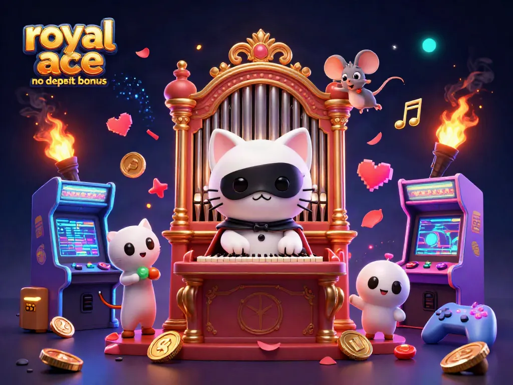 Capture the excitement of the royal ace casino no deposit bonus with vibrant 3D characters and casino elements.