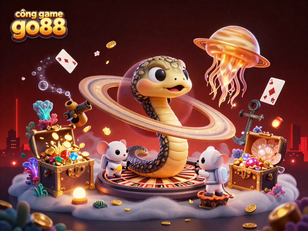 Engage with cổng game go88 as astronaut mice place bets on a cosmic roulette scene.