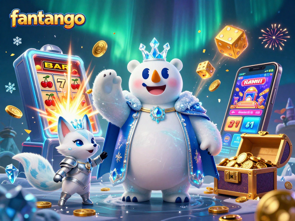 Experience the fantastic world of fantango with an ice king and snow fox amid slot machines and treasure!