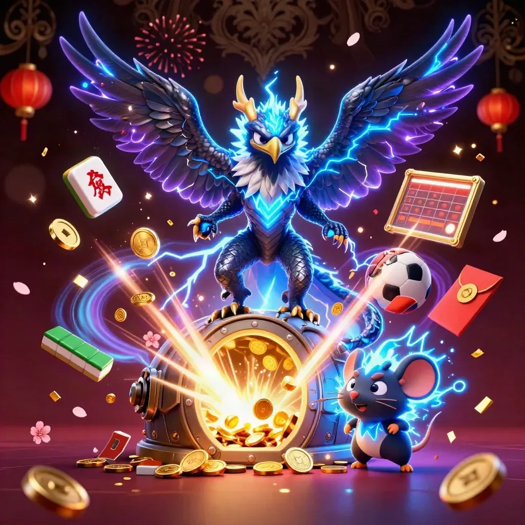 Thunder dragon, wind hawk, and thunder-mouse bursting treasure with casino and esports items