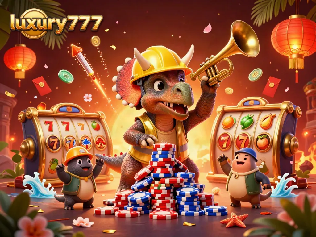 Experience thrilling gameplay with luxury777’s responsive event-driven system showcasing 3D cartoon characters and dynamic gambling elements.