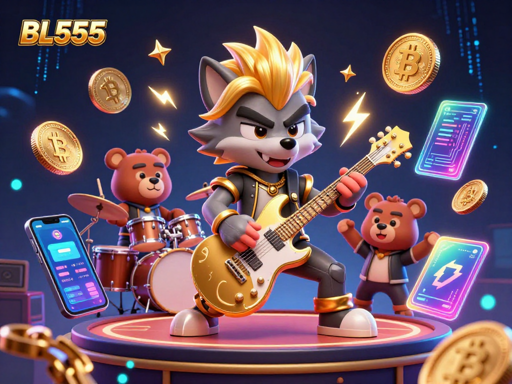 Bl555 offers thrilling casino experiences with colorful characters and cryptocurrency in action.