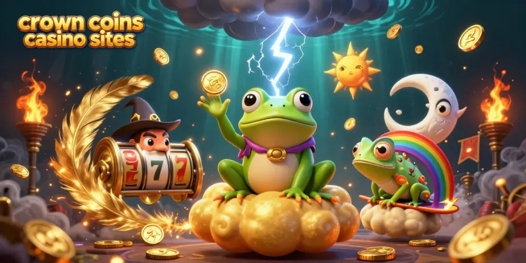 Discover the best crown coins casino sister sites through an engaging casino-themed illustration.