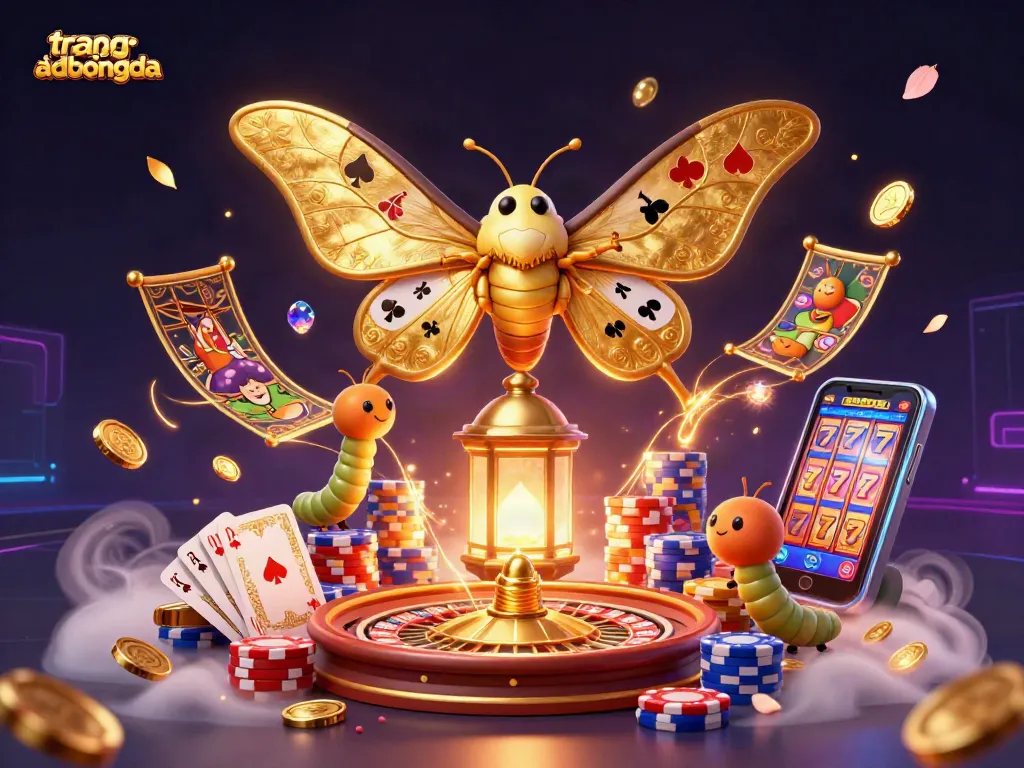 Bettors explore the vibrant world of trangcadobongda with colorful sports betting visuals, golden coins, and casino elements.