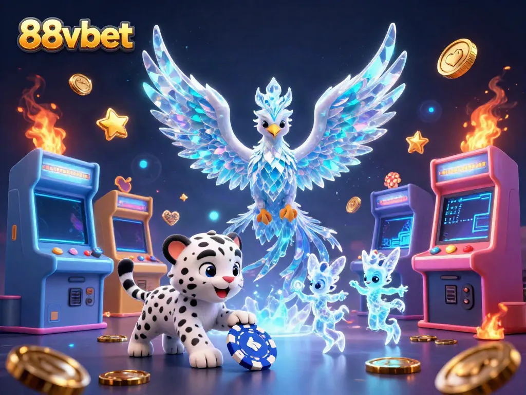 Engage with exciting 88vbet gaming fun featuring vibrant characters like a phoenix and ice sprites.