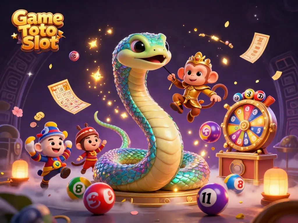 Game Toto Slot menawarkan pengalaman bermain lotere yang meriah dengan simbol berwarna-warni dan elemen magis.