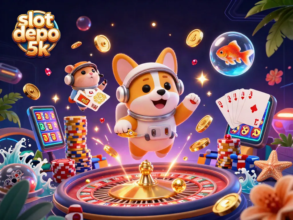 Experience thrilling gameplay at slot depo 5k with vibrant cartoon characters in a dynamic casino scene.