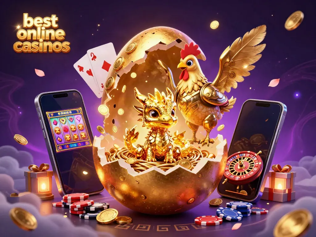 Experience the magic of the best online casinos with our golden dragon illustration.