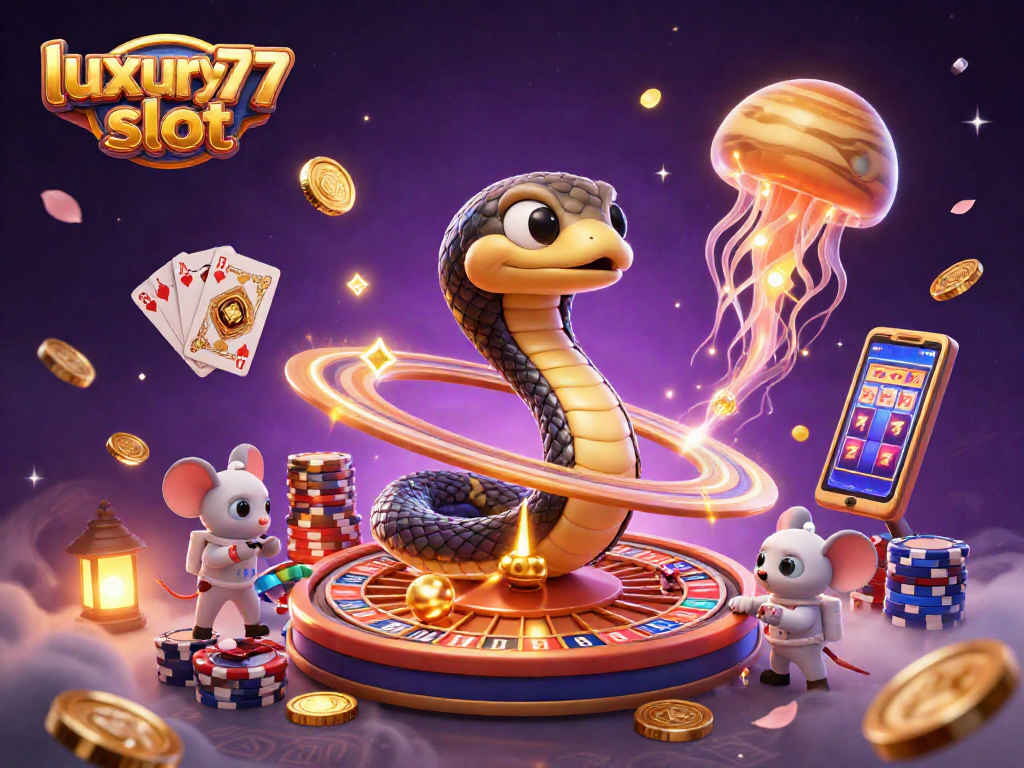Menangkan jackpot dengan luxury777 slot yang memukau dalam ilustrasi kasino futuristik.