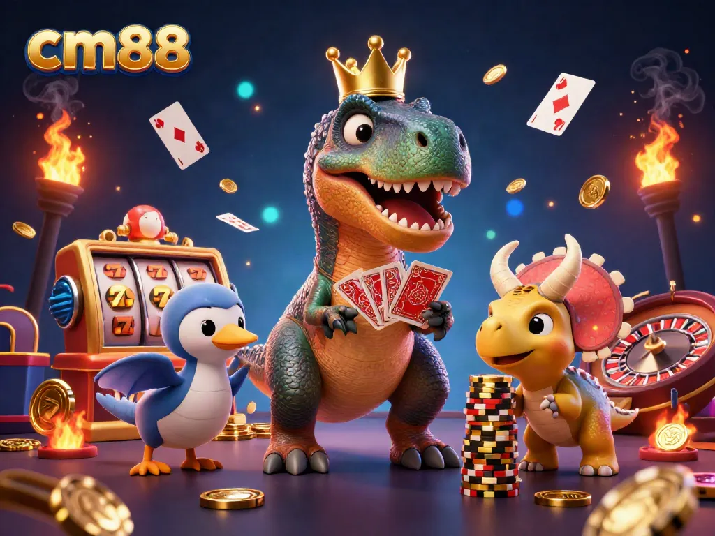 Engage in thrilling gaming at cm88 with vibrant 3D characters and casino elements, showcasing a fun environment.