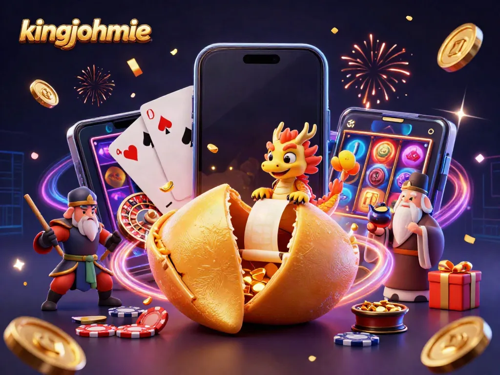 Spin reels for fortune at kingjohnnie casino with a whimsical scene of a dragon and gold.