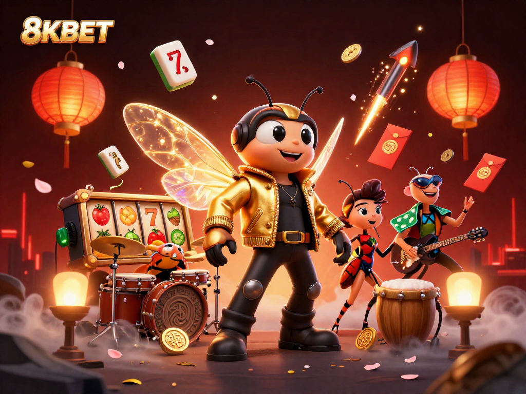 Join the excitement at 8KBET with thrilling casino action and vibrant slot elements.
