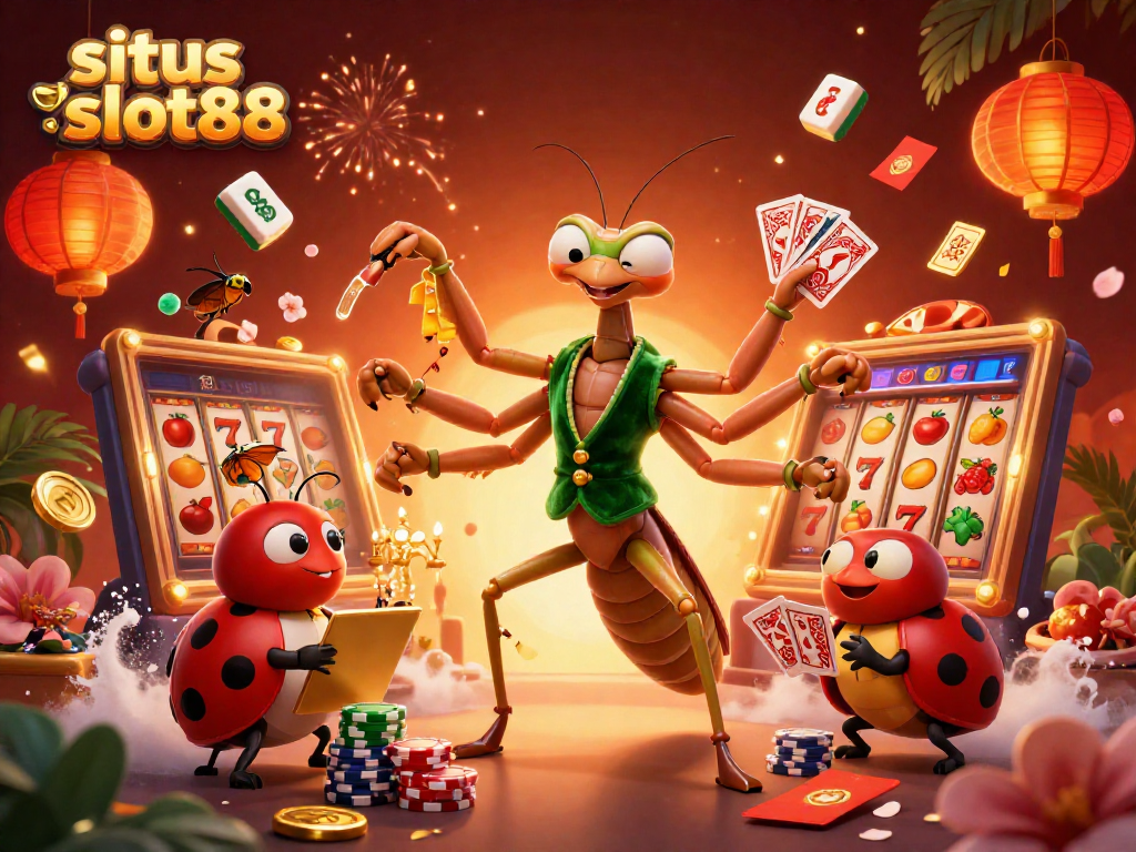 Experience the excitement of situs slot88 with a vibrant casino scene featuring dynamic gameplay elements and colorful characters.
