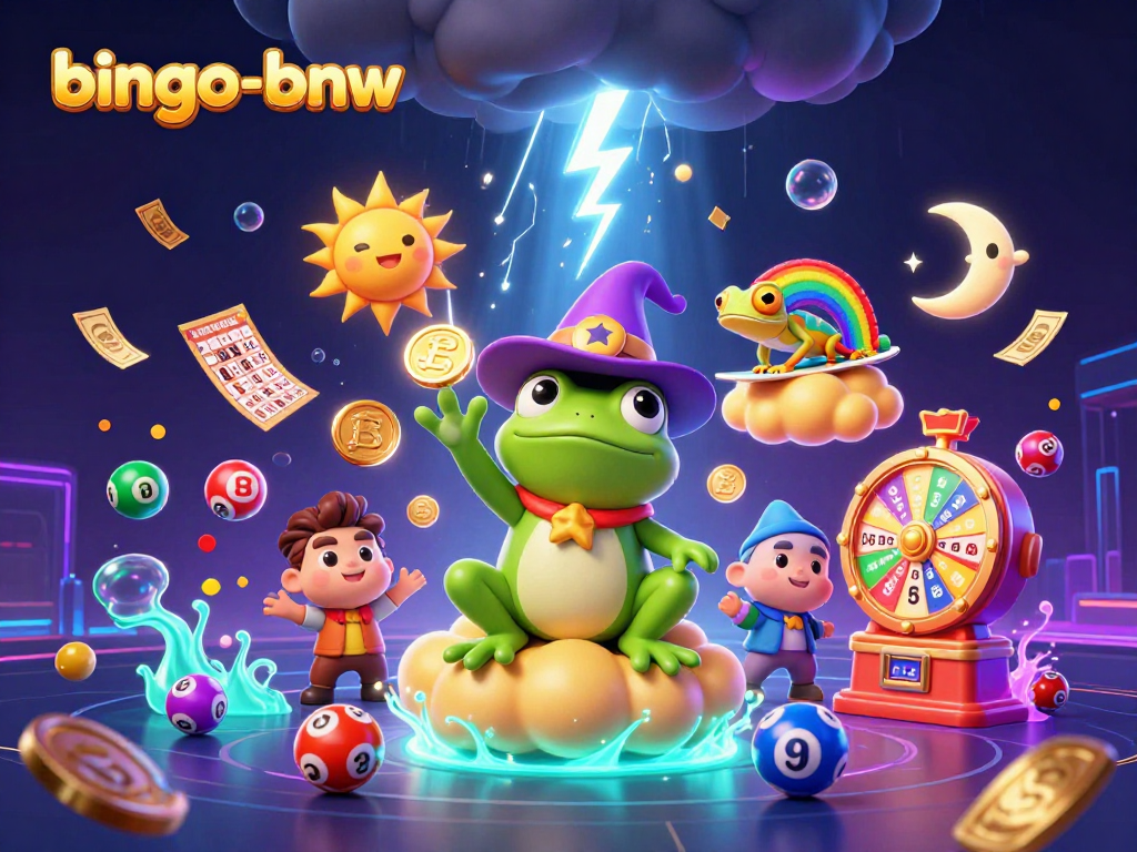 Engage in thrilling bingo-bnw action as bingo balls and golden prizes shower from a dynamic illustration.