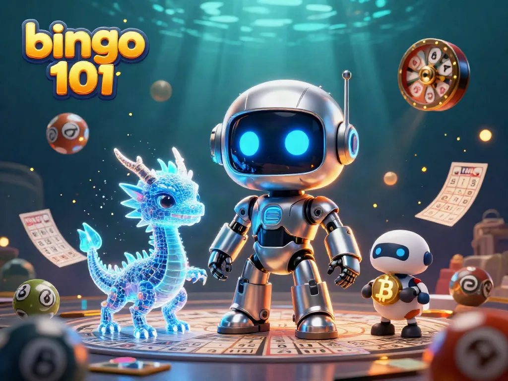 Experience thrilling bingo 101 gameplay with a dynamic 3D scene featuring vibrant bingo elements and colorful characters.