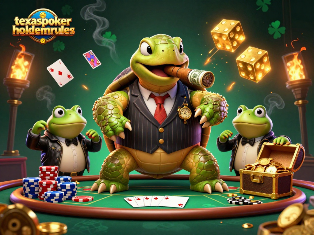 Mastering strategy in texaspokerholdemrules with a dynamic casino scene filled with poker action.