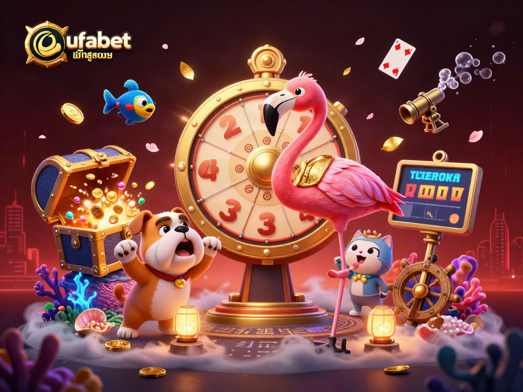 Engage in thrilling gameplay with ufabetเข้าสู่ระบบ as the game show host spins a golden prize wheel.