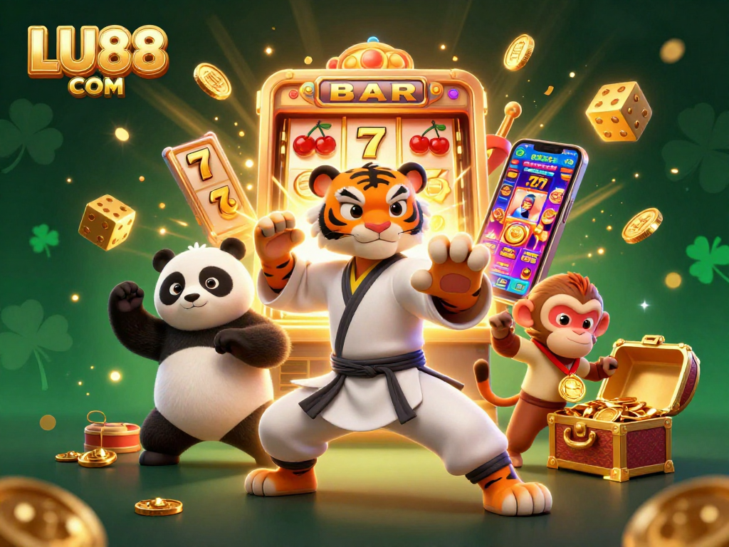 Engage in thrilling gameplay with LU88 COM's vibrant slot machines and animated characters.