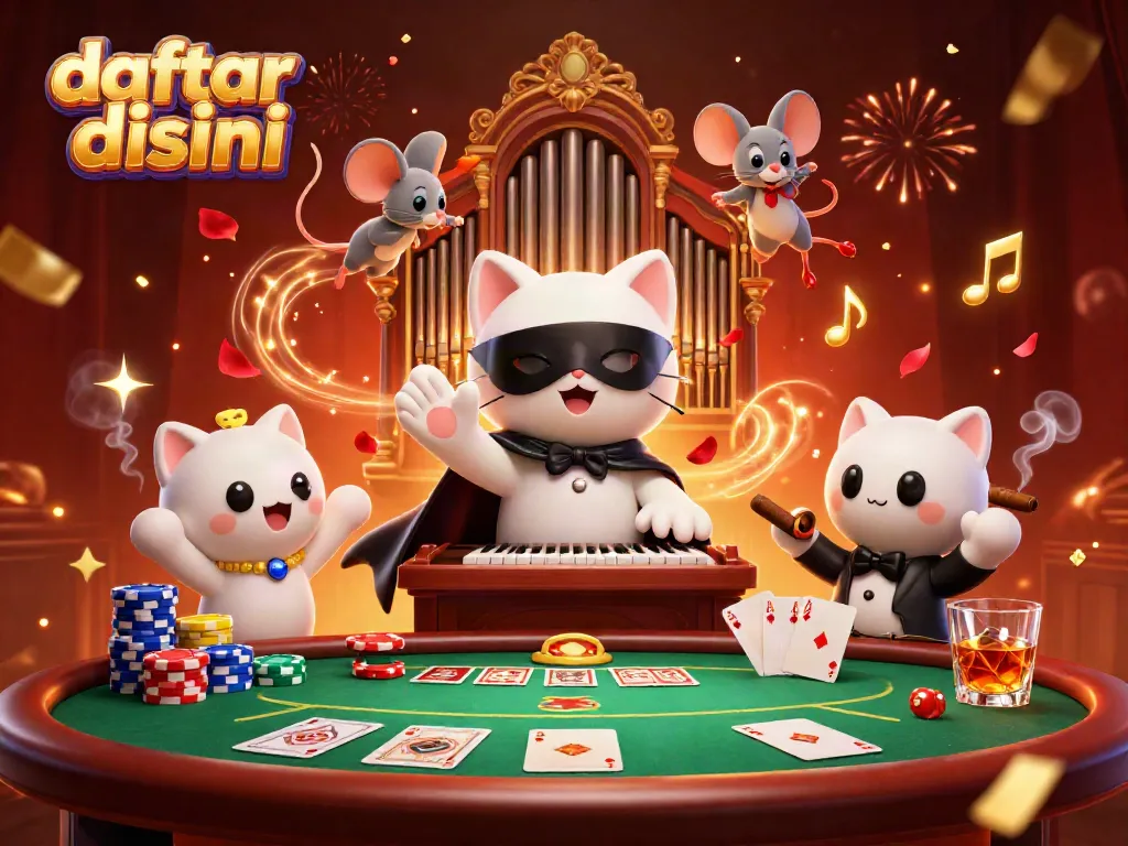 Daftar disini untuk permainan kasino menarik, menyaksikan kucing putih misterius dan akrobatik tikus meriah.